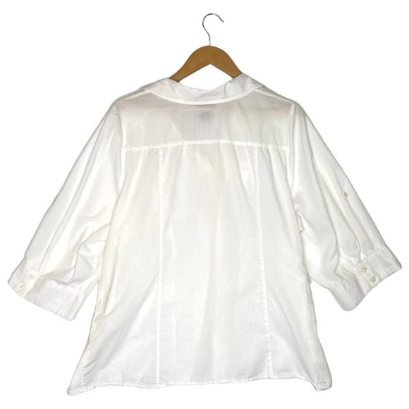 Lane Bryant Top Womens 22 24 Button Up Half Sleeve Cotton Lightweight White - Picture 9 of 11